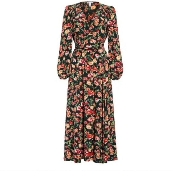 Leith Green Medley Floral Midi Dress Size Medium New With Tag - Picture 1 of 9